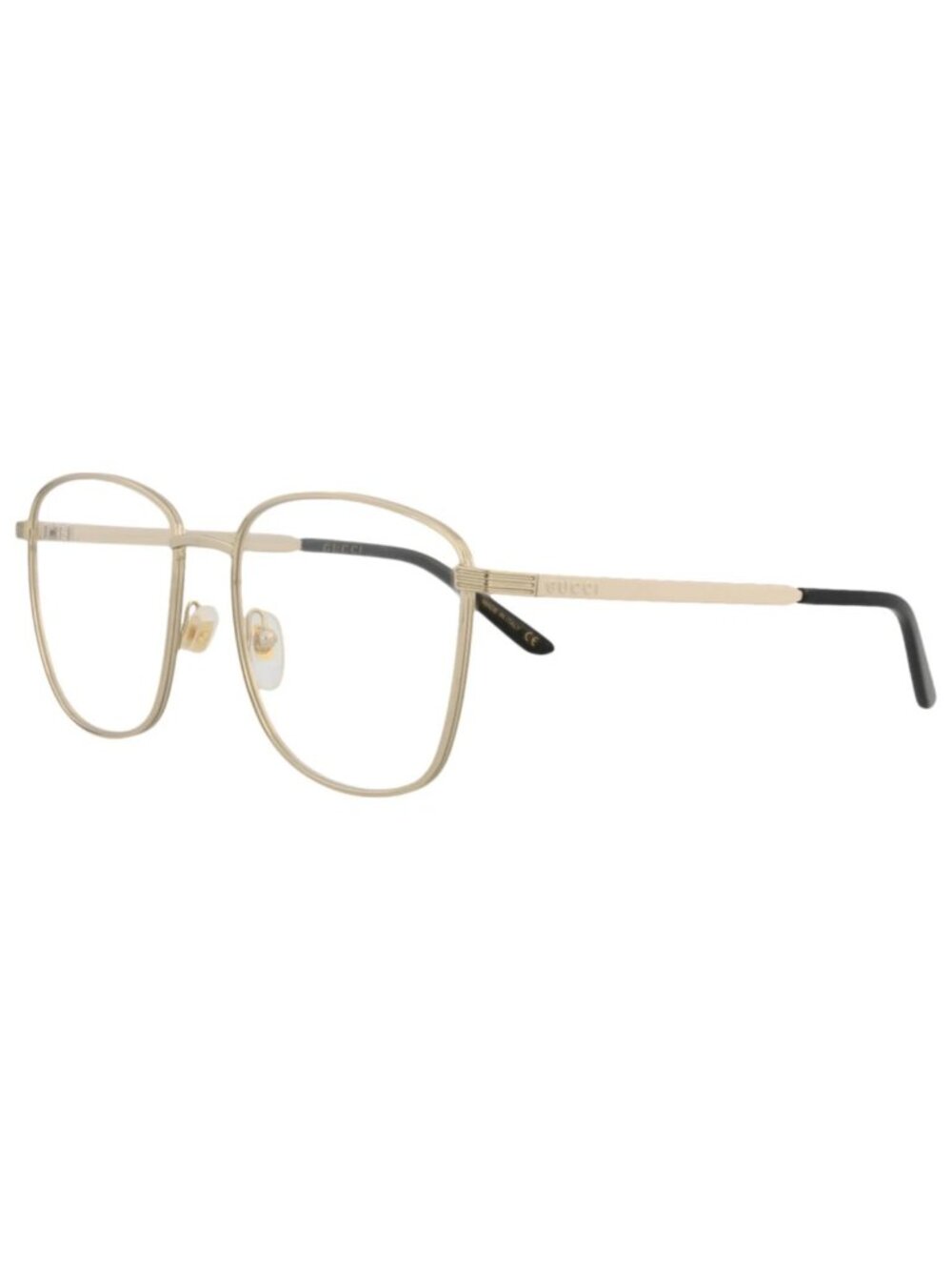 New Gucci Women's Eyeglasses Square Rectangle Metal Frame Gold Ivory Transparent